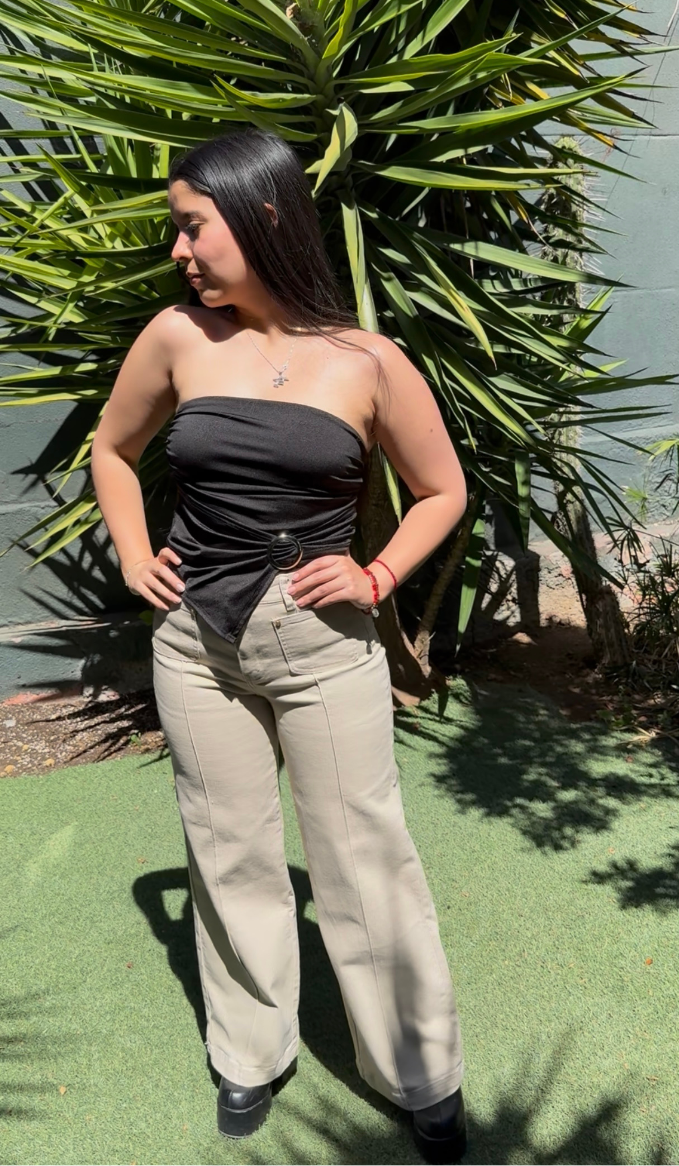 JEANS WIDE LEG BEIGE