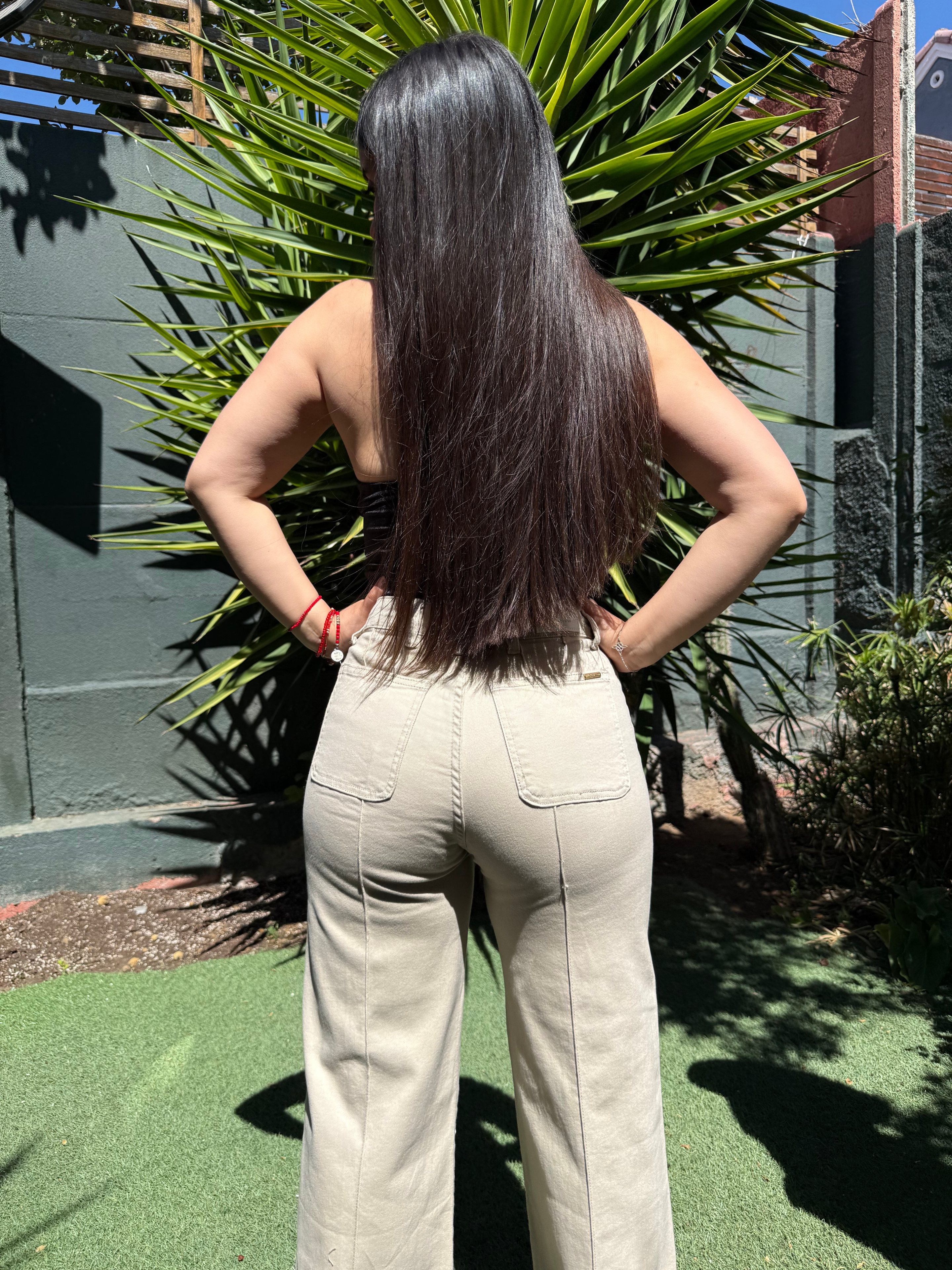 JEANS WIDE LEG BEIGE