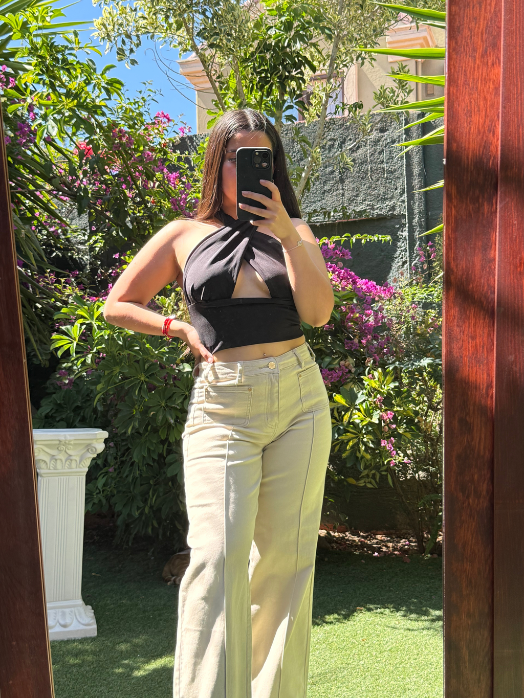 JEANS WIDE LEG BEIGE